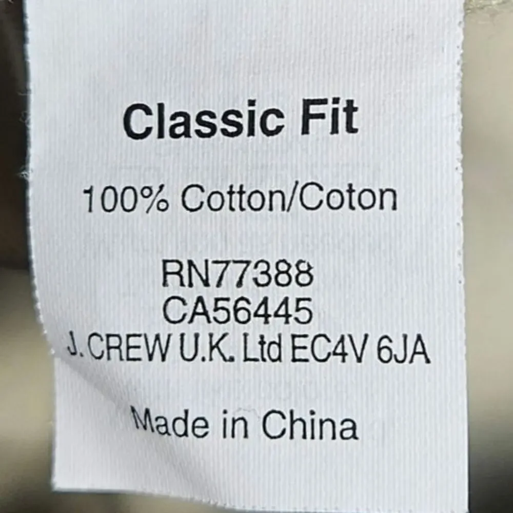 J.Crew Mens Classic Fit Khaki Cotton Chinos‎ Pants 36x30.5 Straight Tag 38x32